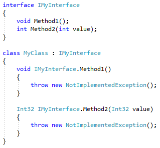 Implement interface explicitly result