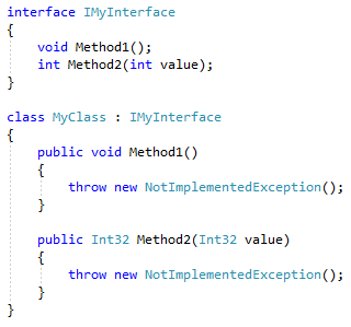 Implement interface result C#
