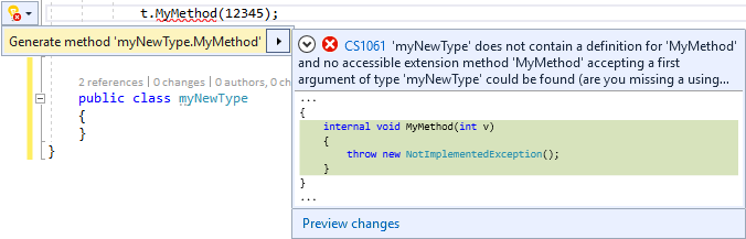 Generate method preview
