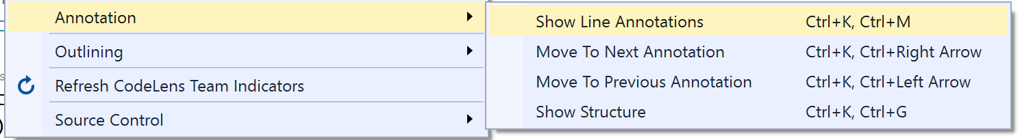 Use the Show Line Annotations command set