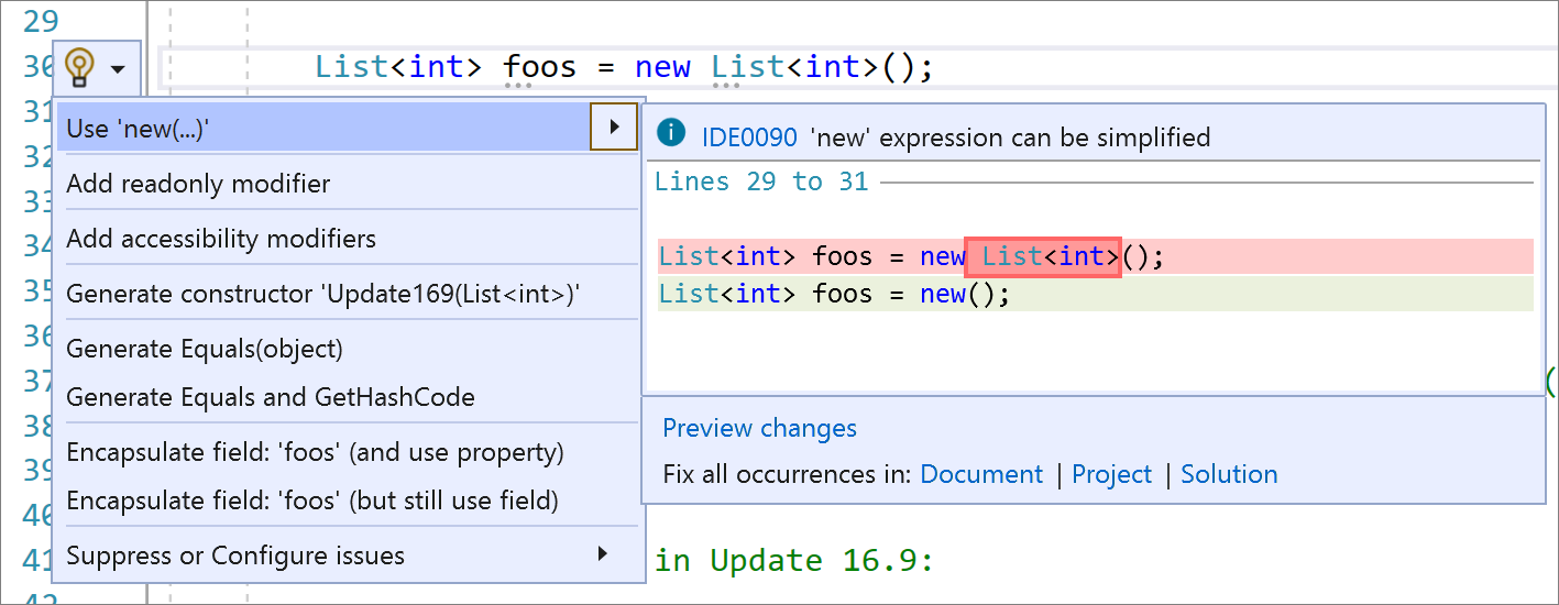 Screenshot of Use 'new(...)'.
