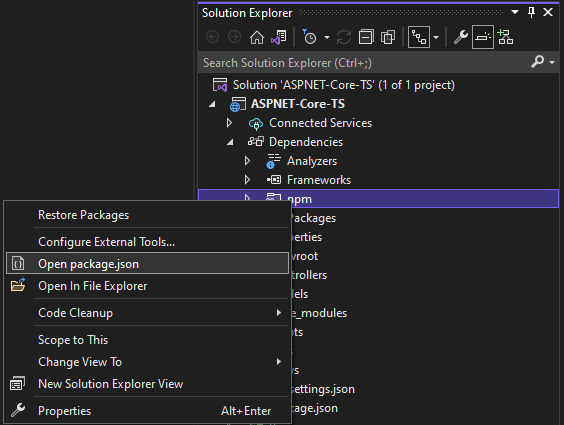 Manage npm packages - Visual Studio (Windows) | Microsoft Learn