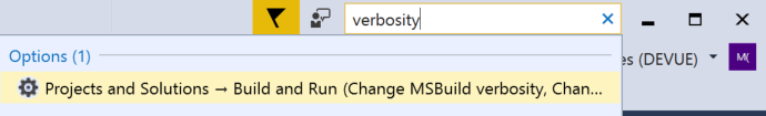 Search box in Visual Studio
