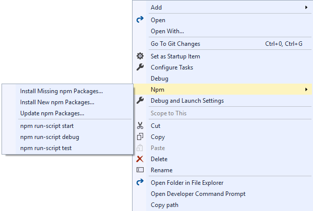 Write JavaScript code in Visual Studio without solution or project |  Microsoft Learn