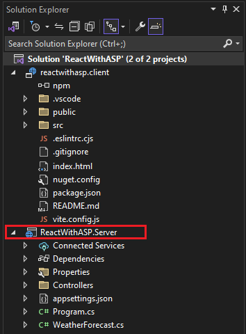 Screenshot showing Open project properties.