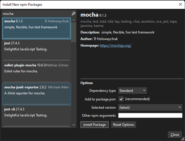 Manage npm packages - Visual Studio (Windows) | Microsoft Learn