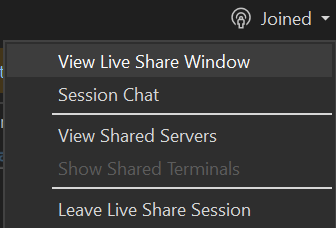 Screenshot that shows the View Shared Servers option.