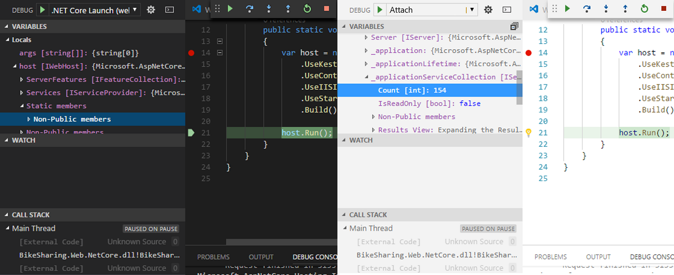 Screenshot that shows the Visual Studio Code debugger.