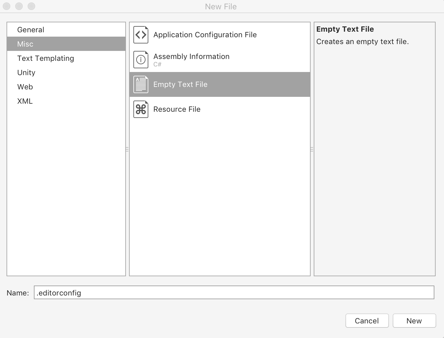 editorconfig file