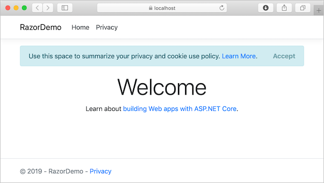 Razor web app in Safari