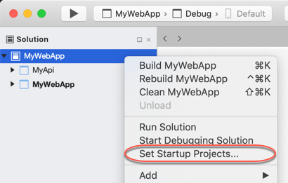 Set multiple startup projects - Visual Studio for Mac | Microsoft Learn
