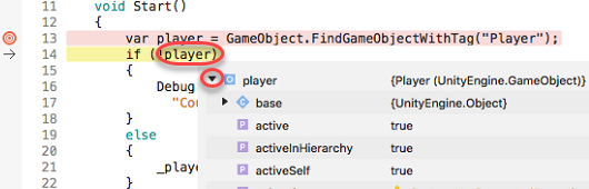 debugging window in Visual Studio for Mac editor