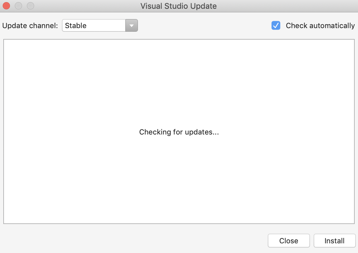Screenshot of Visual Studio Update dialog box.