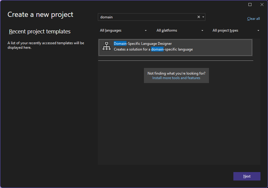 Create a new DSL project