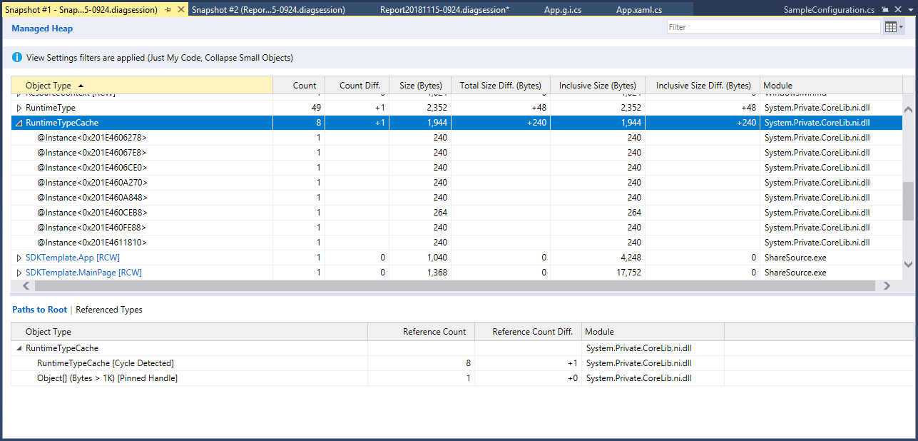 Analyze memory usage in the Performance Profiler - Visual Studio (Windows)  | Microsoft Learn