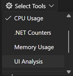 Screenshot that shows the Select Tools menu.