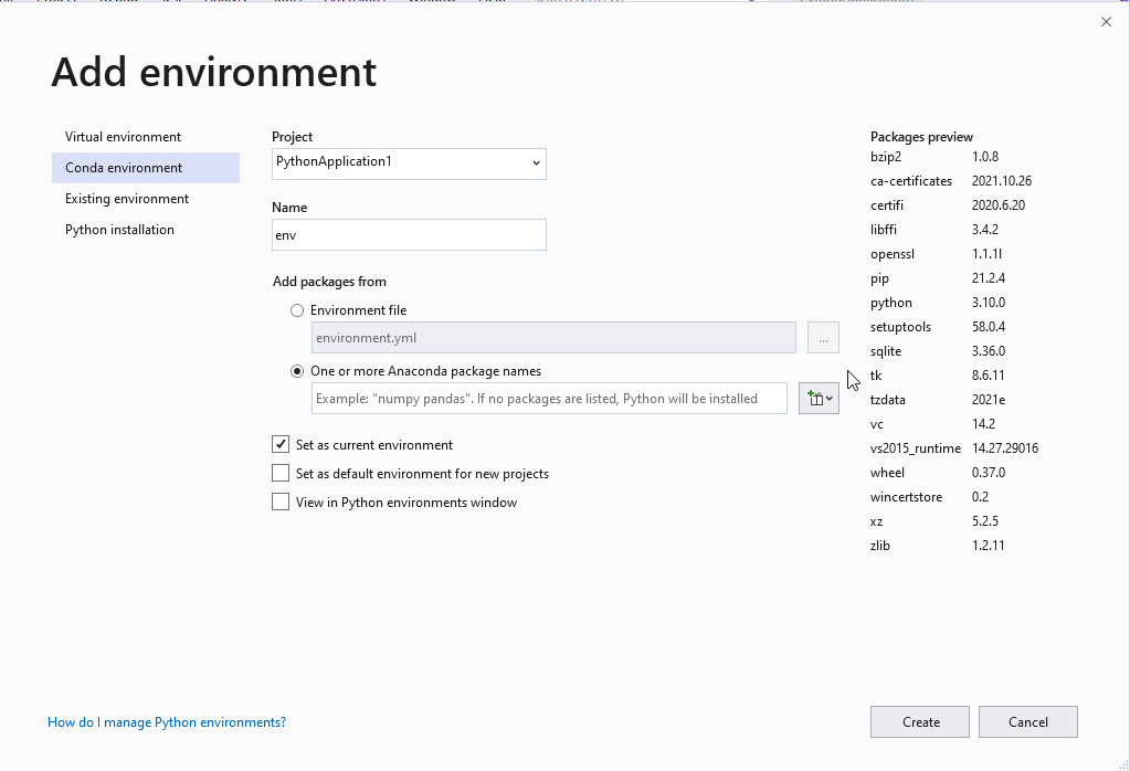 Manage Python environments and interpreters - Visual Studio (Windows) |  Microsoft Learn