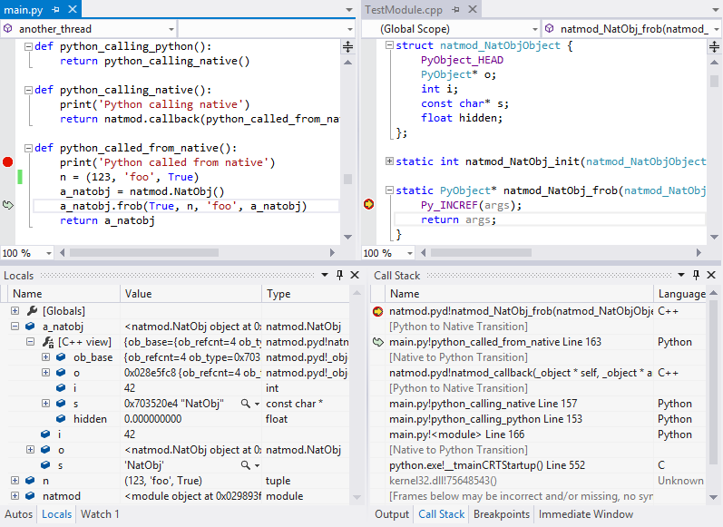 Enable Native Code Debugging Visual Studio 2015