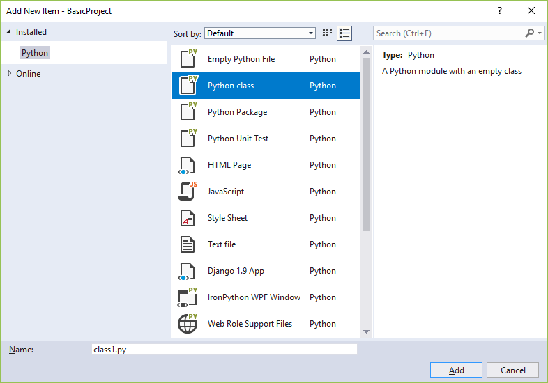 Item Templates For Python Projects - Visual Studio (Windows) | Microsoft  Learn