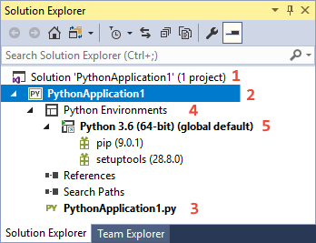 Python in Visual Studio tutorial step 1, create a project | Microsoft Learn