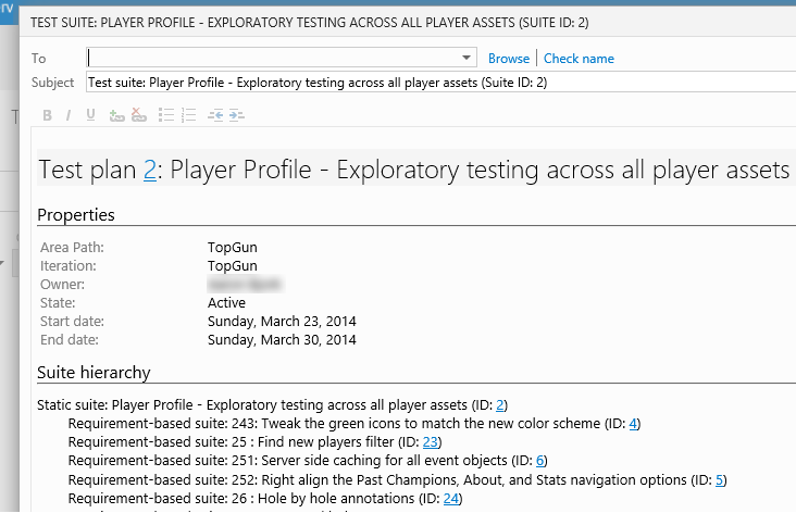 Export test plans, test suites, or test cases to HTML