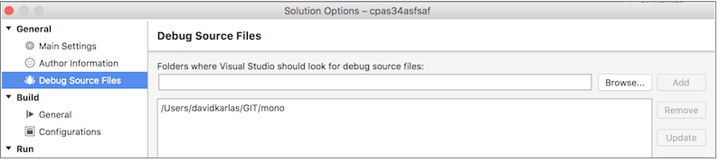 Debug source files option figure 2