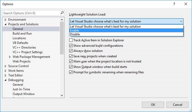 Lightweight Solution Load Options