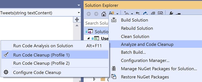 Right-click to run code cleanup over the entire solution