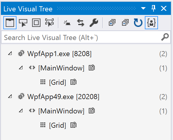 Live Visual Tree with multiple processes attached