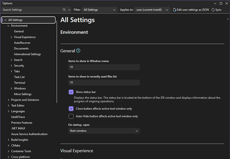 Screenshot of the modern settings interface showing the new Fluent UI design with organized categories and improved navigation