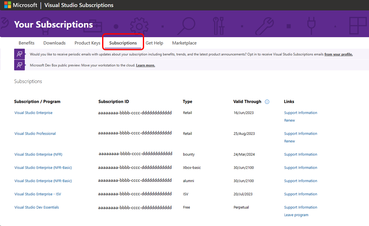 Manage Visual Studio Subscriptions | Microsoft Learn