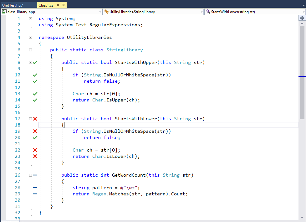 Code coverage in Visual Studio