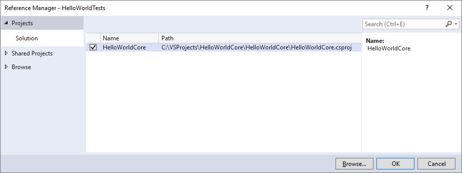 Add project reference in Visual Studio