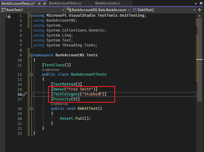 Create unit test method stubs - Visual Studio (Windows) | Microsoft Learn