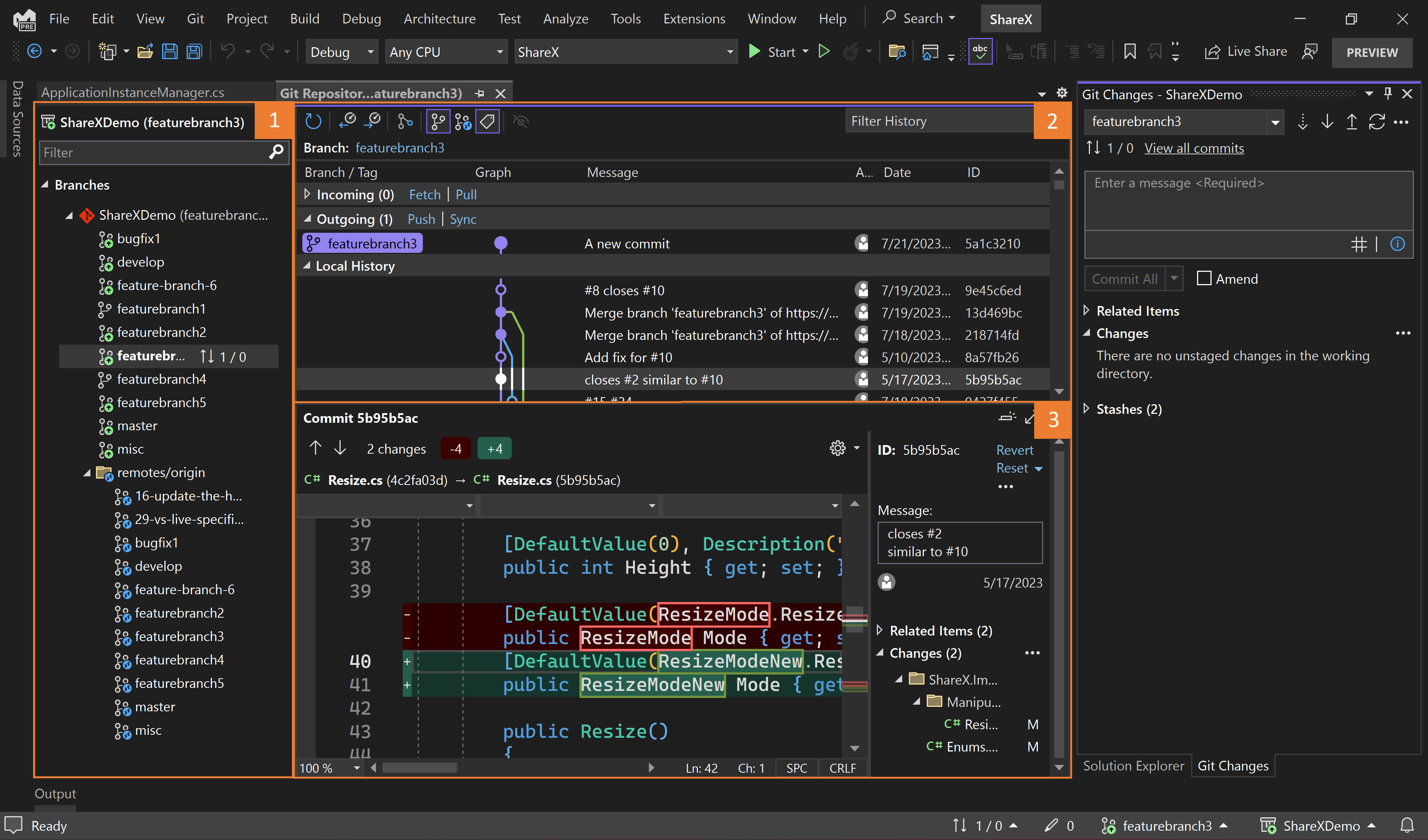 Visual Studio Git Compare Branches