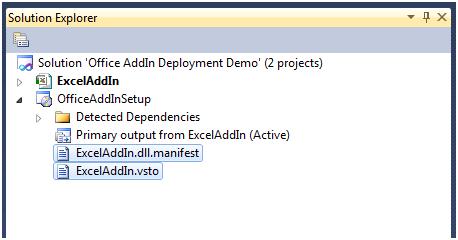 Screenshot of the Application and deployment manifests in Solution Explorer
