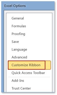 The Customize Ribbon button