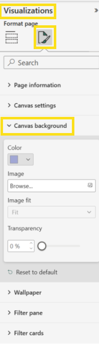 Screenshot that shows how to customize the canvas background.