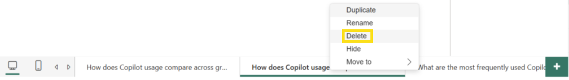 Screenshot that shows how to delete a page.