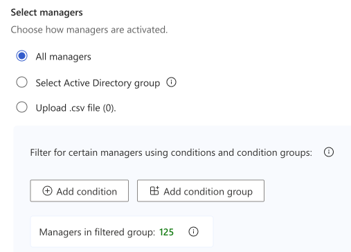 Screenshot that shows how to choose which managers are activated.
