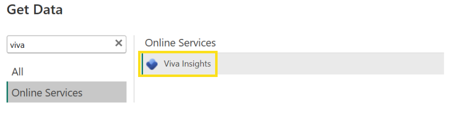 Screenshot that shows where to find the Viva Insights selector.