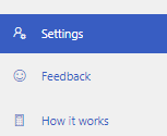 Screenshot that shows Settings on the left pane.