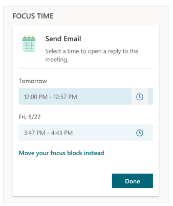 Focus time send email