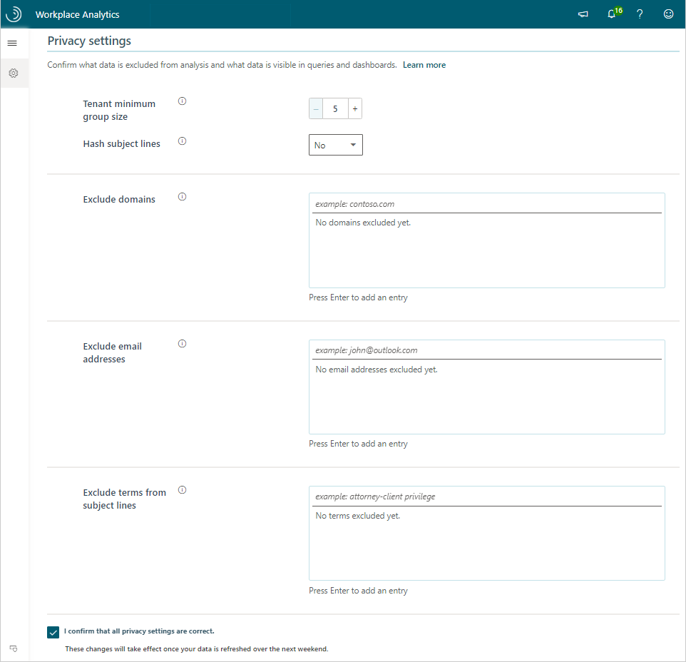 Privacy settings for advanced insights