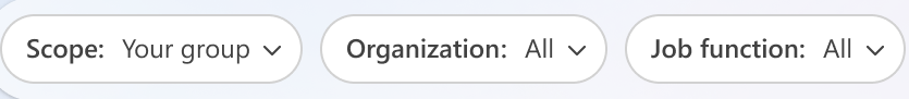 Screenshot that shows the filters at the top of the dashboard.