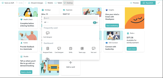 Image showing how to edit a Viva Connections Dashboard.