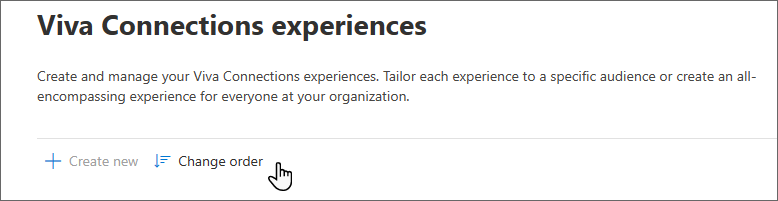 Screenshot of the screen on which you set the order of experiences.