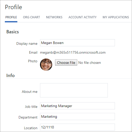 Screenshot showing a sample user profile.