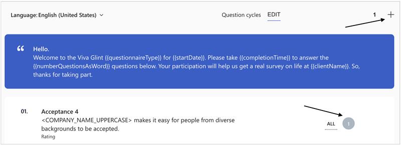 Screenshot of adding a cycle and question to a cycle.