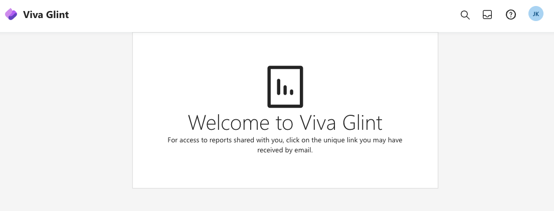 Screenshot of a Viva Glint dashboard for a user with no role assigned.